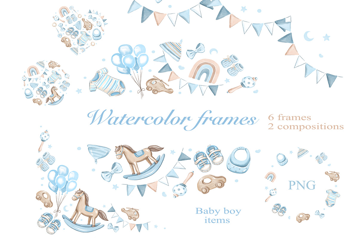 Nursery frames PNG, baby boy items, an Object Illustration by Alena Kurian (Photo 1 of 3)