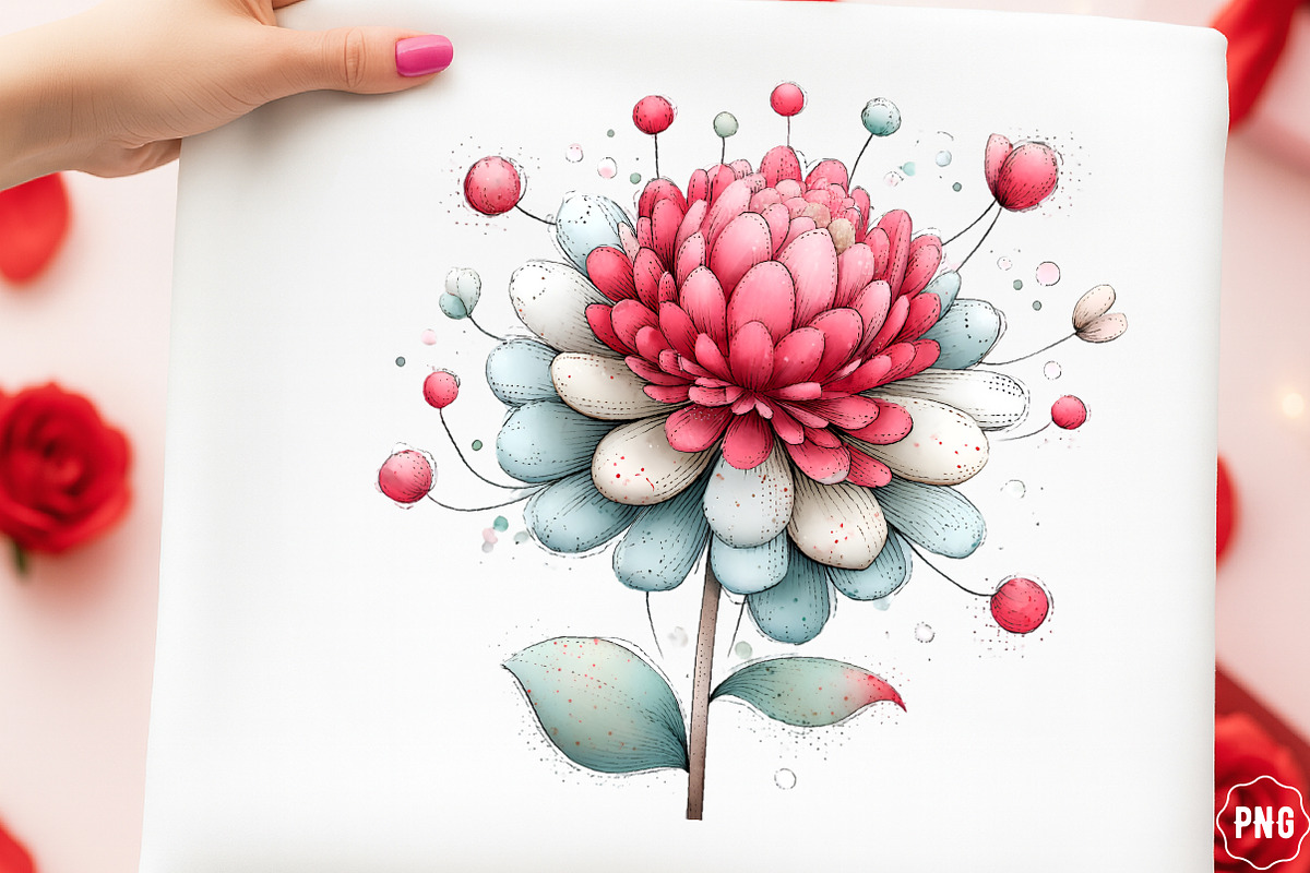 Whimsical Spring Dahlia Flower Clipa, an Illustration by GatewayDesign (Photo 3 of 3)