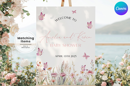 Pink Butterfly Welcome Sign, an Invitation Template by Digital_Mind
