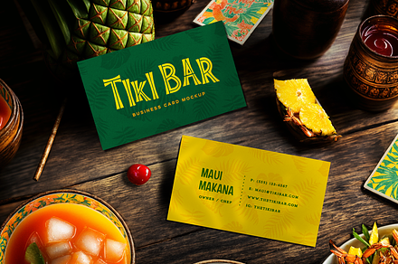 Tiki Bar Business Card Mockup