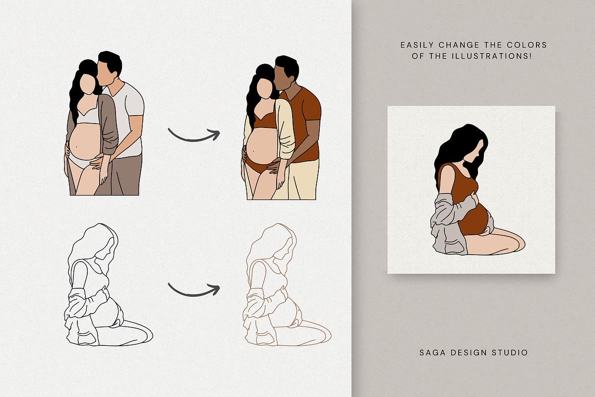 Minimalist Pregnancy Illustrations, an Illustration by Saga Design Studio (Photo 5 of 6)