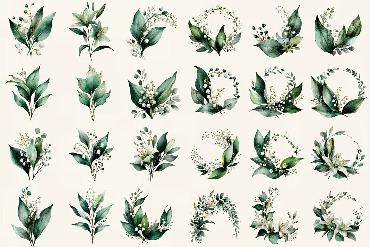 Lily of valley clipart, Flowers, an Illustration by DreamCafeArt (Photo 2 of 7)