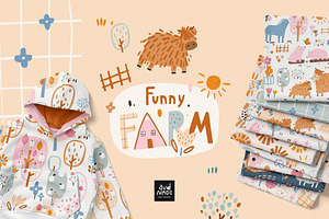Funny farm vector collection