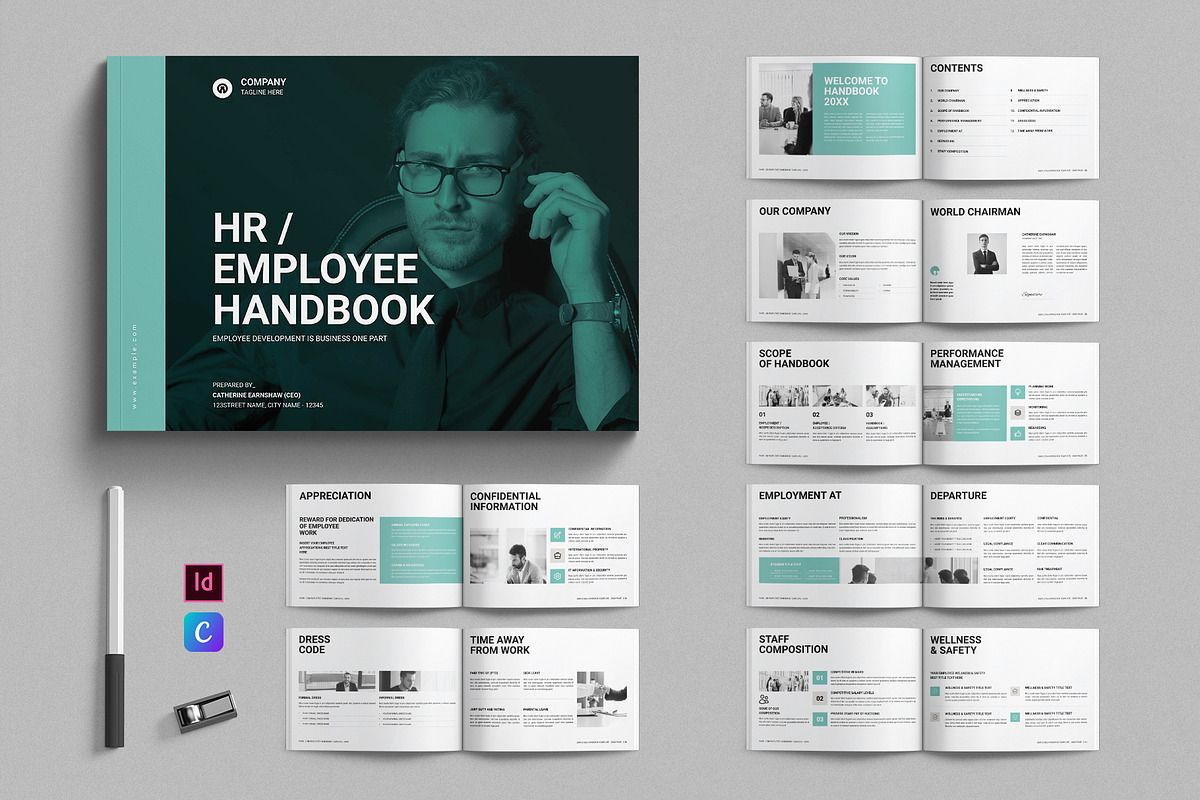Employee Handbook Template Landscape, a Brochure Template by E-Type (Photo 1 of 7)