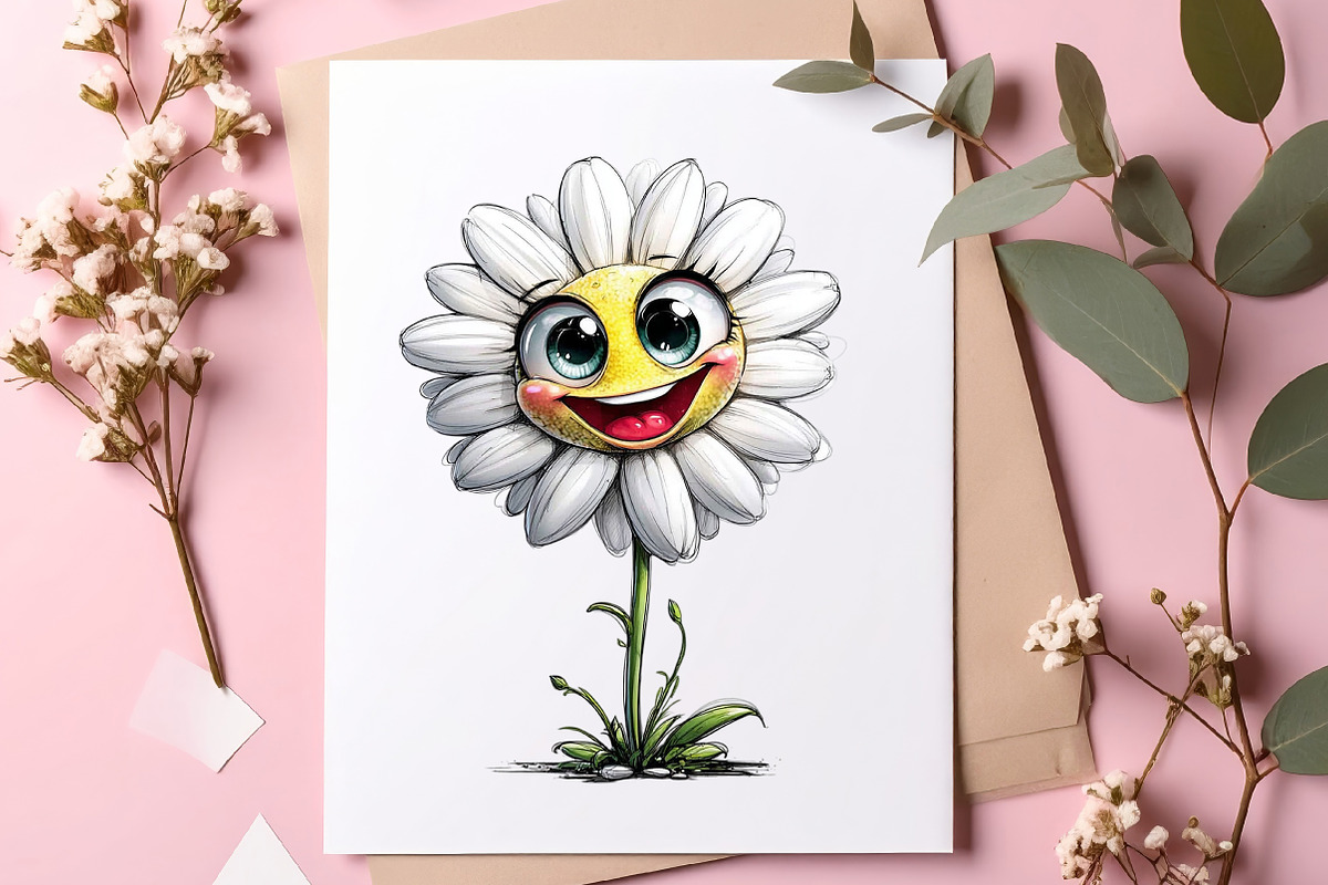 Funny Cartoon Flowers Clipart, an Illustration by SinaCreation (Photo 5 of 9)