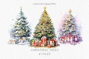 Christmas tree watercolor clipart PN, an Object Graphic by MyLittleMeow (Thumbnail 1 of 8)