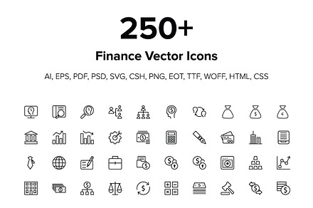 250+ Finance Icons, an Outline Icon by Creative Stall