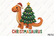 Christmas Dinosaur Crochet Tree PNG, an Illustration by CraftArtStudio (Thumbnail 1 of 4)