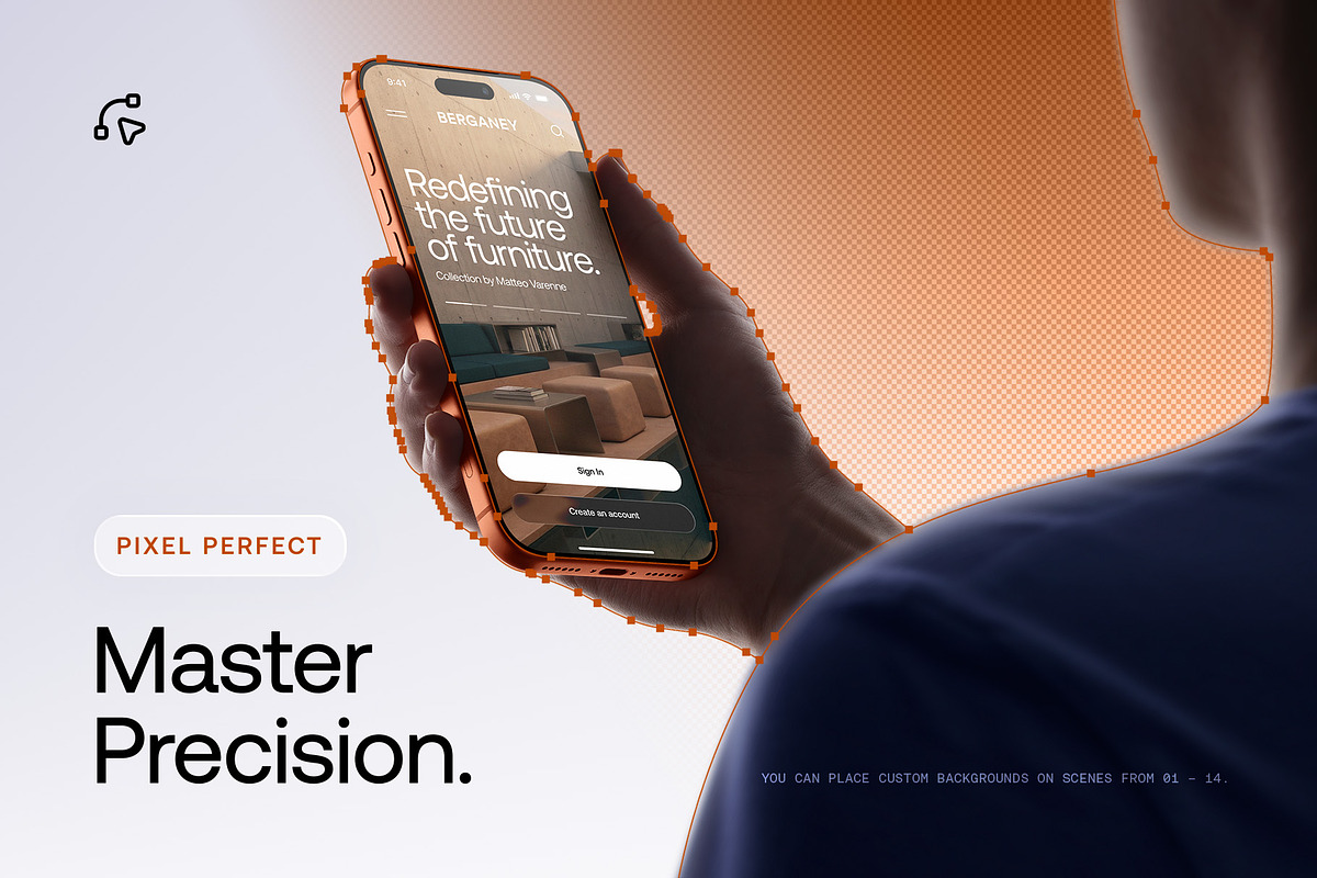 24 iPhone 17 Pro in Hand Mockups, an iPhone Mockup by Asylab (Photo 6 of 107)