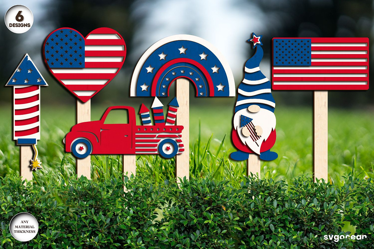 Patriotic Garden Stackes Bundle, a Decorative Illustration by svgocean (Photo 1 of 14)