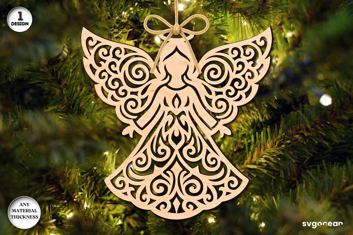 Christmas Angels Ornament Bundle, a Decorative Illustration by svgocean (Photo 10 of 13)