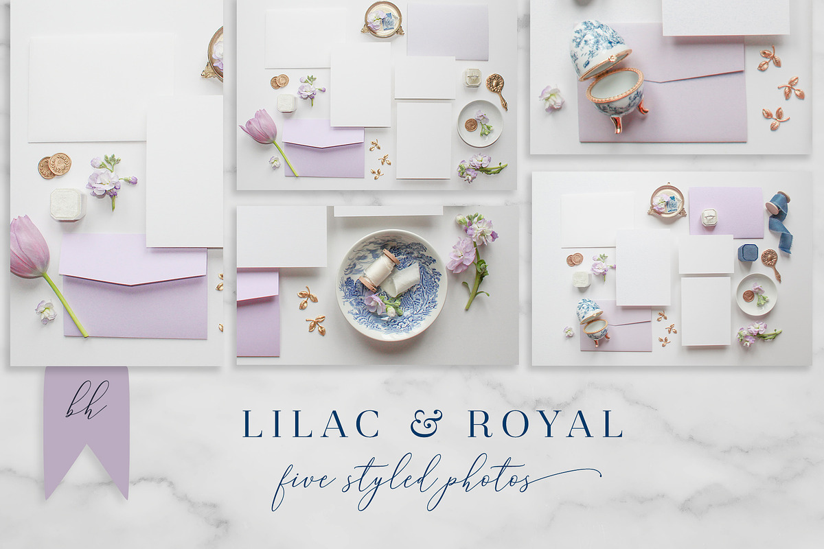 Lilac & Royal Stationery Mockup, a Photo by BlueHarborPaperie (Photo 1 of 7)