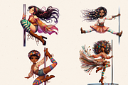 BOHO POLE DANCE GIRL CLIPART PACK, a Person Illustration by Daring Digies (Thumbnail 5 of 8)