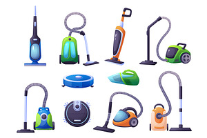 Vacuum cleaners. Cartoon electric, a Technology Illustration by LadadikArt