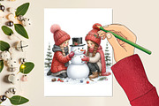 Christmas Girl With Snowman Sublimat, a Seasonal Illustration by Craft Nest (Thumbnail 2 of 5)