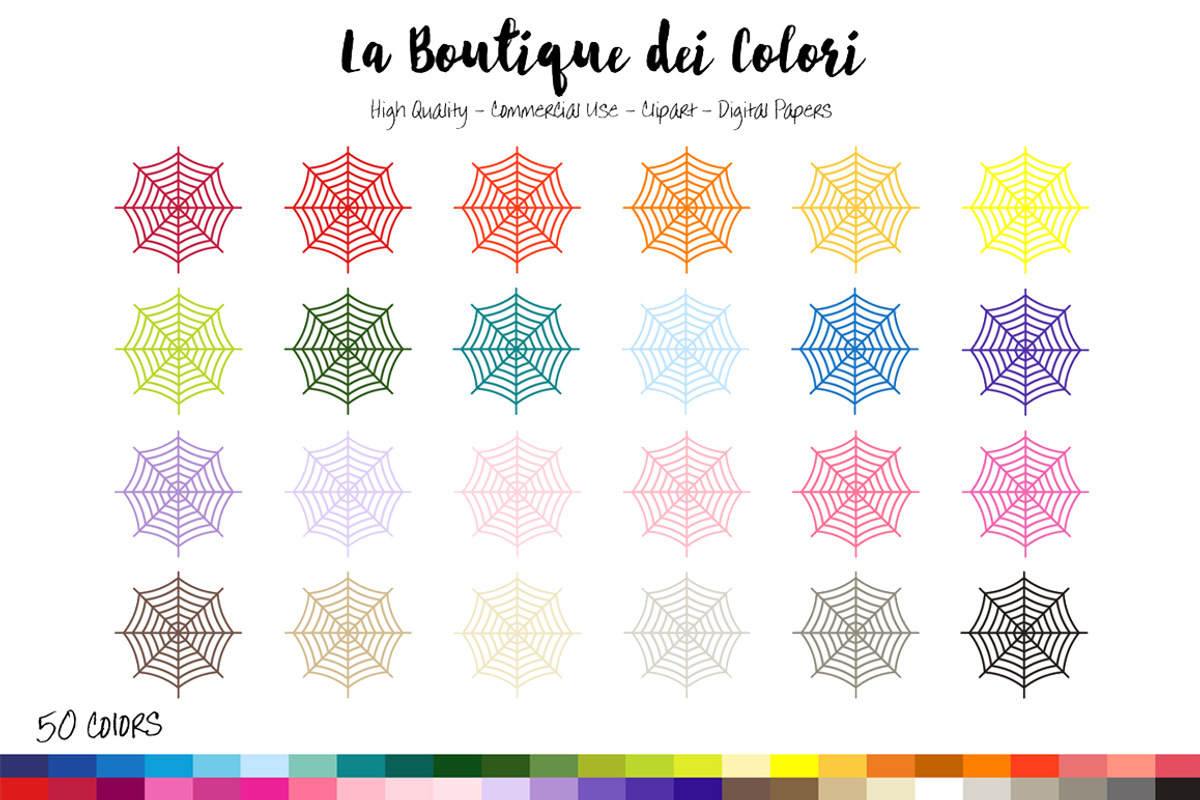 50 Rainbow Cobweb Clip Art, an Illustration by La Boutique dei Colori
