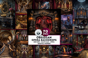 Obsidian Opera Theater Digital Paper, a Decorative Illustration by ThatsDesignArt