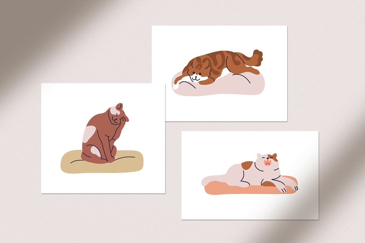 Cute cats on pet beds, cushions set, an Animal Illustration by Good Studio (Photo 5 of 5)
