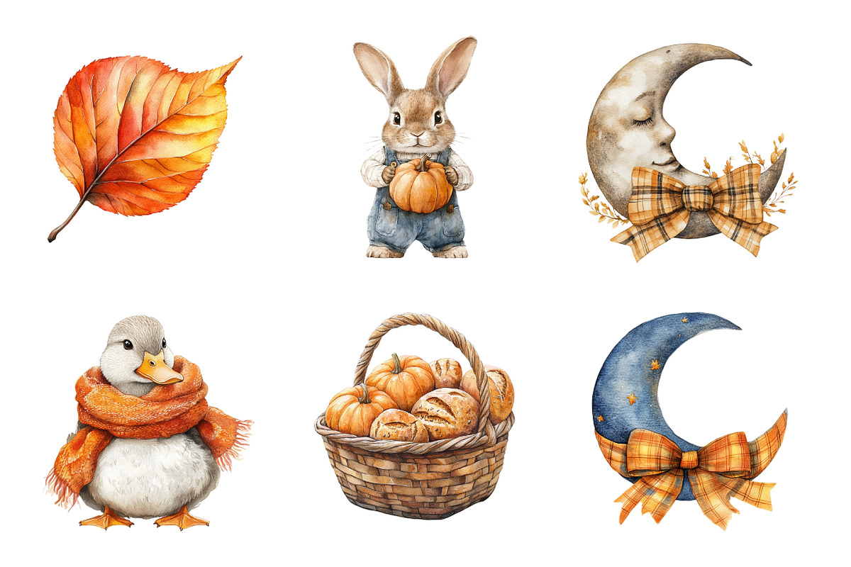 Watercolor Cozy Fall Clipart Bundle, an Illustration by SinaCreation (Photo 3 of 7)
