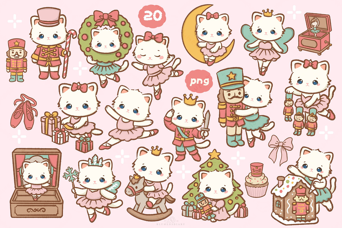 Ballerina Cat Nutcracker clipart, an Animal Illustration by Blumensdiary (Photo 2 of 7)