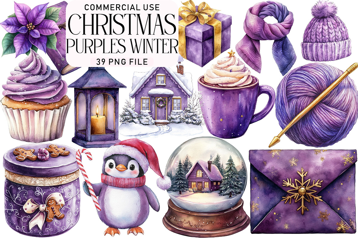 Purples Winter Clipart Bundle, an Illustration by Daily.Designs (Photo 1 of 4)