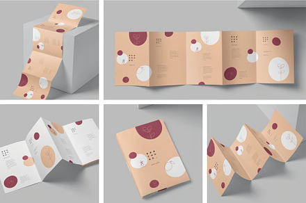 A5 5 Fold Accordion Flyer Mockups, an Advertising Mockup by megostudi0