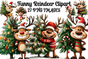 Funny Reindeer Clipart, an Illustration by DreamArtGraphic