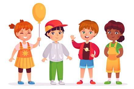 Diverse group of happy cartoon