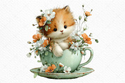 Whimsical Spring Cats Clipart, an Illustration by Craft Nest (Thumbnail 9 of 11)