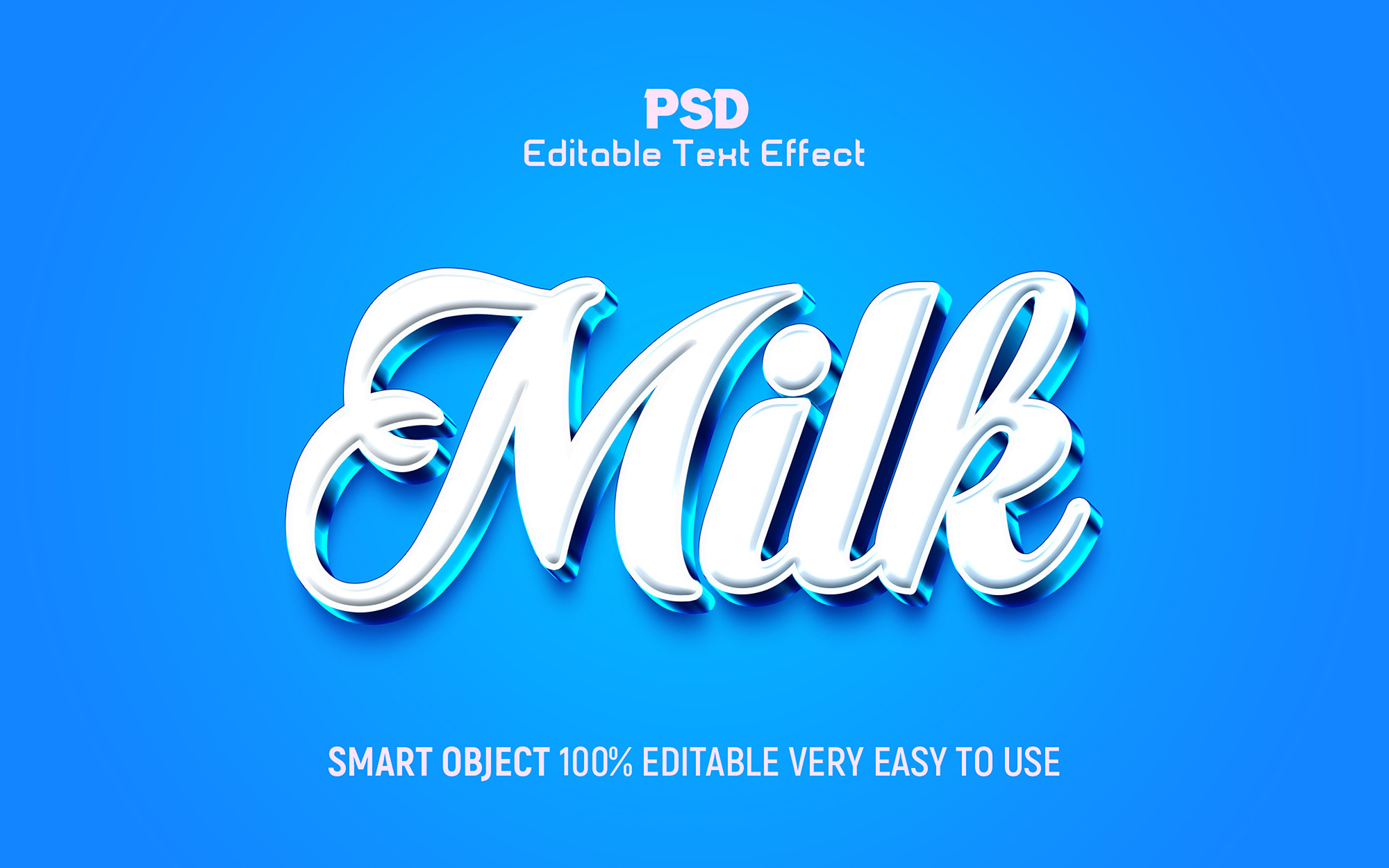 Milk 3D Editable Text Effect style, a Layer Style Add-On by Design Fly