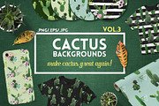 Cactus Floral Backgrounds, an Illustration by Anna Studio (Thumbnail 1 of 7)