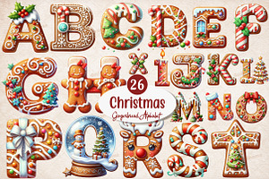 Christmas Gingerbread Alphabet Png, an Illustration by SinaCreation