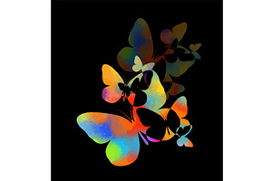 Watercolor colorful butterflies, an Animal Illustration by Nenahliadava Design