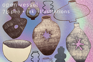Open Vessel 78 Pen and Ink Forms, an Object Illustration by Eryn Rose Design