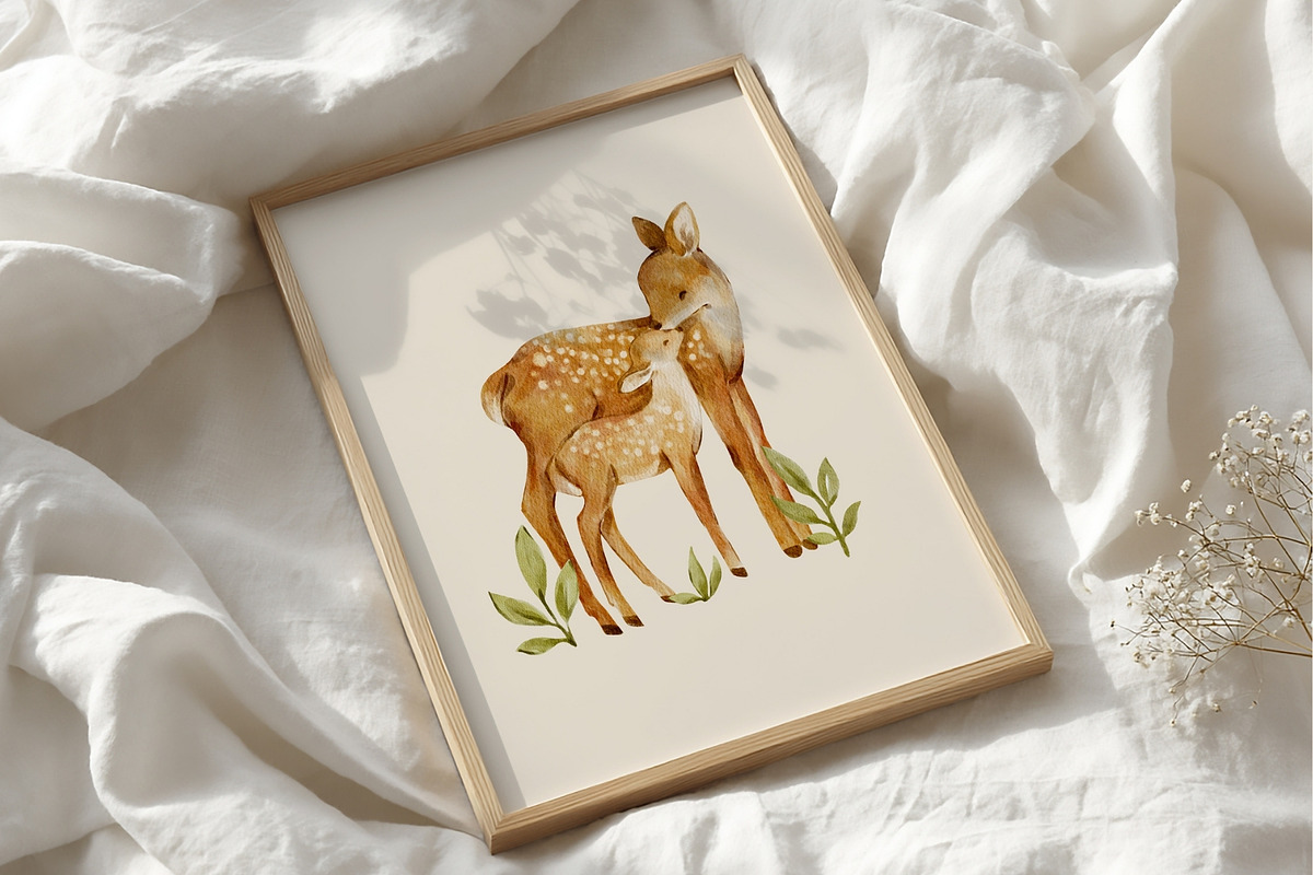 Watercolor Woodland Mom & Baby Set, an Animal Illustration by Jenteva Art (Photo 2 of 14)