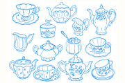 Vintage Tea Set line art, a Decorative Illustration by Carpet Tapete Pretzel (Thumbnail 2 of 9)