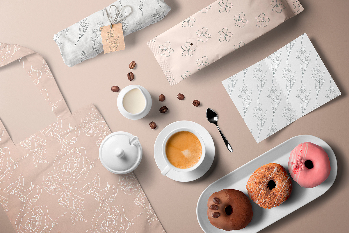 Line Drawing Floral Patterns, a Pattern Graphic by Olya Creative (Photo 3 of 8)