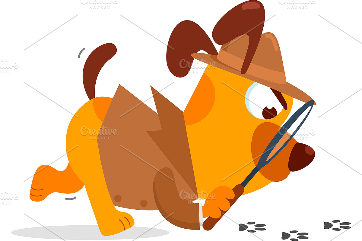 Detective Dog Cartoon Character, an Animal Illustration by HitToon