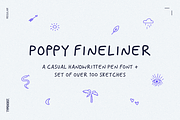 Poppy Fineliner Fun Handwriting Font, a Sans Serif Font by TYPEHEIST (Thumbnail 1 of 9)