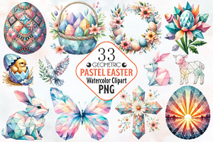 Mega Geometric Pastel Easter Clipart, an Illustration by RobertsArt