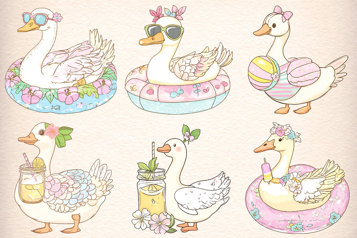 Summer Goose Clipart Bundle, an Illustration by Digital Artistic99 (Photo 3 of 11)