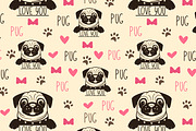 Pug Seamless Patterns | Vector Files, an Animal Illustration by Elena Nesterova (Thumbnail 4 of 7)