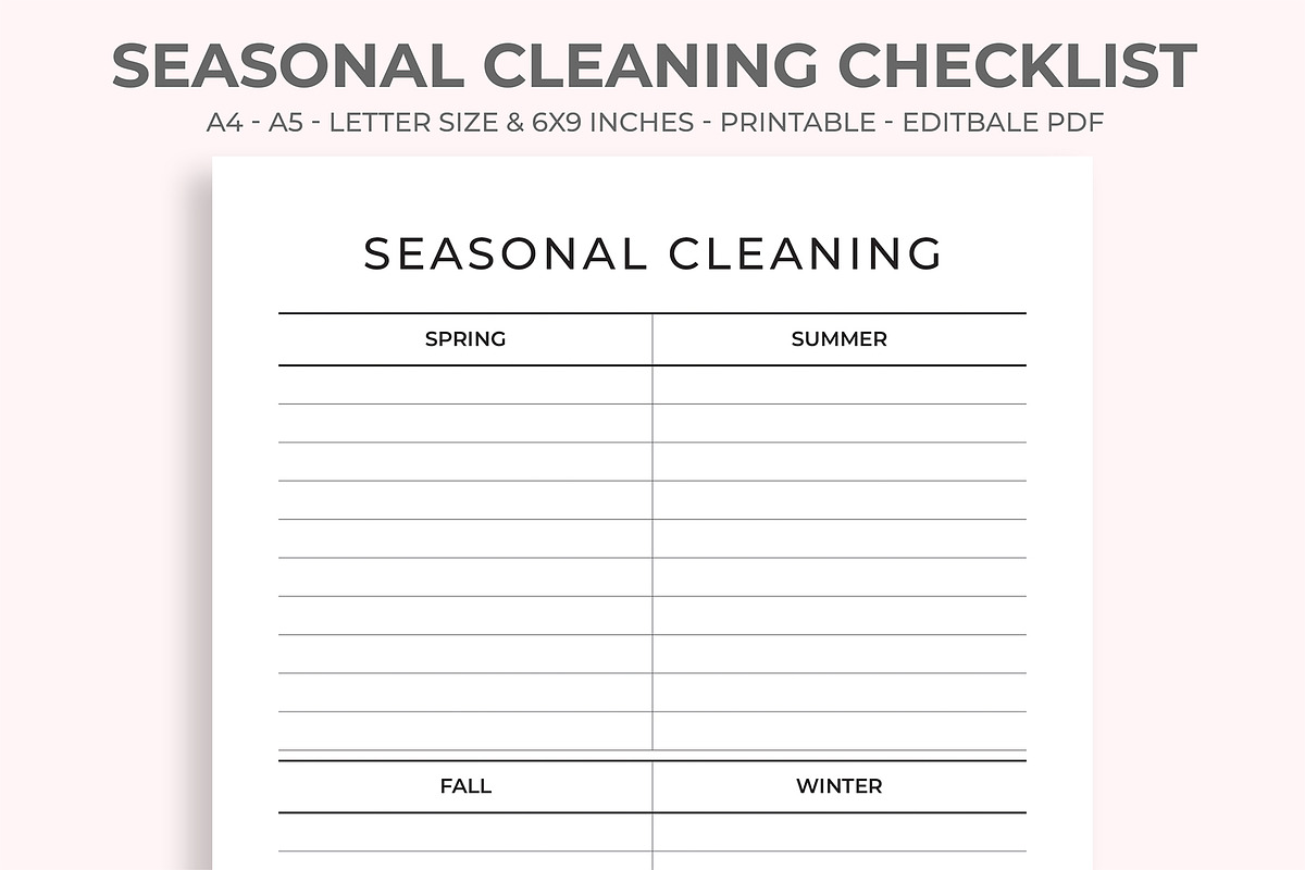 Seasonal Cleaning Checklist, a Stationery Template by M9 Design (Photo 1 of 5)
