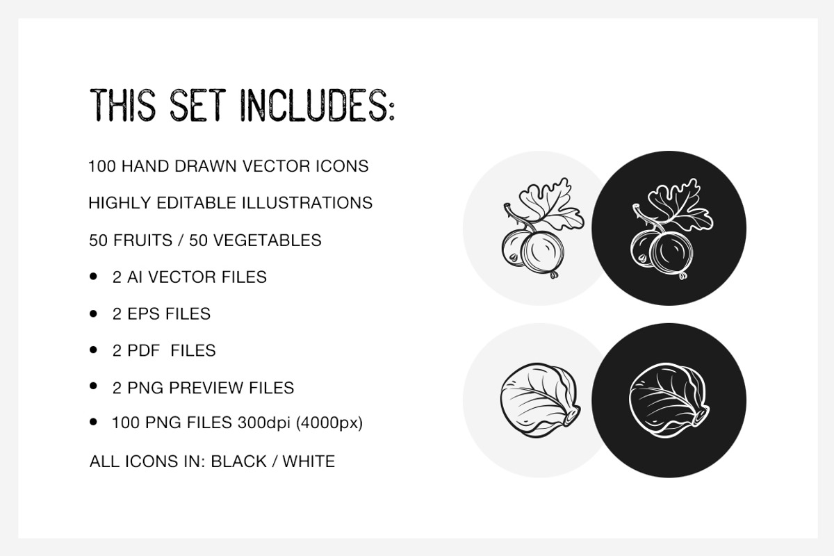 Fruits & Vegetables + Badges, an Outline Icon by Uniko Studio (Photo 2 of 12)