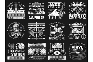 Musical instruments, microphone, an Education Illustration by Vector Tradition