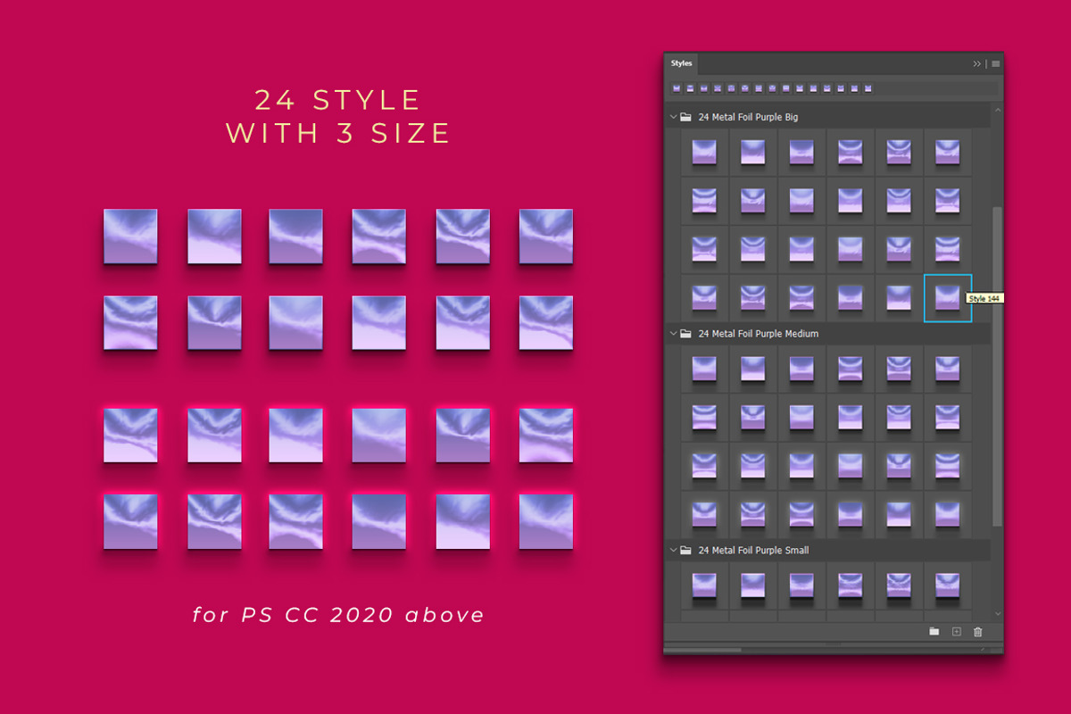 72 Premium Foil Purple Style, a Layer Style Add-On by yantodesign (Photo 7 of 7)
