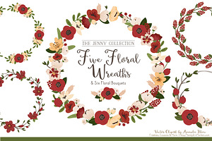 Christmas Floral Wreaths & Bunches, an Illustration by Amanda Ilkov
