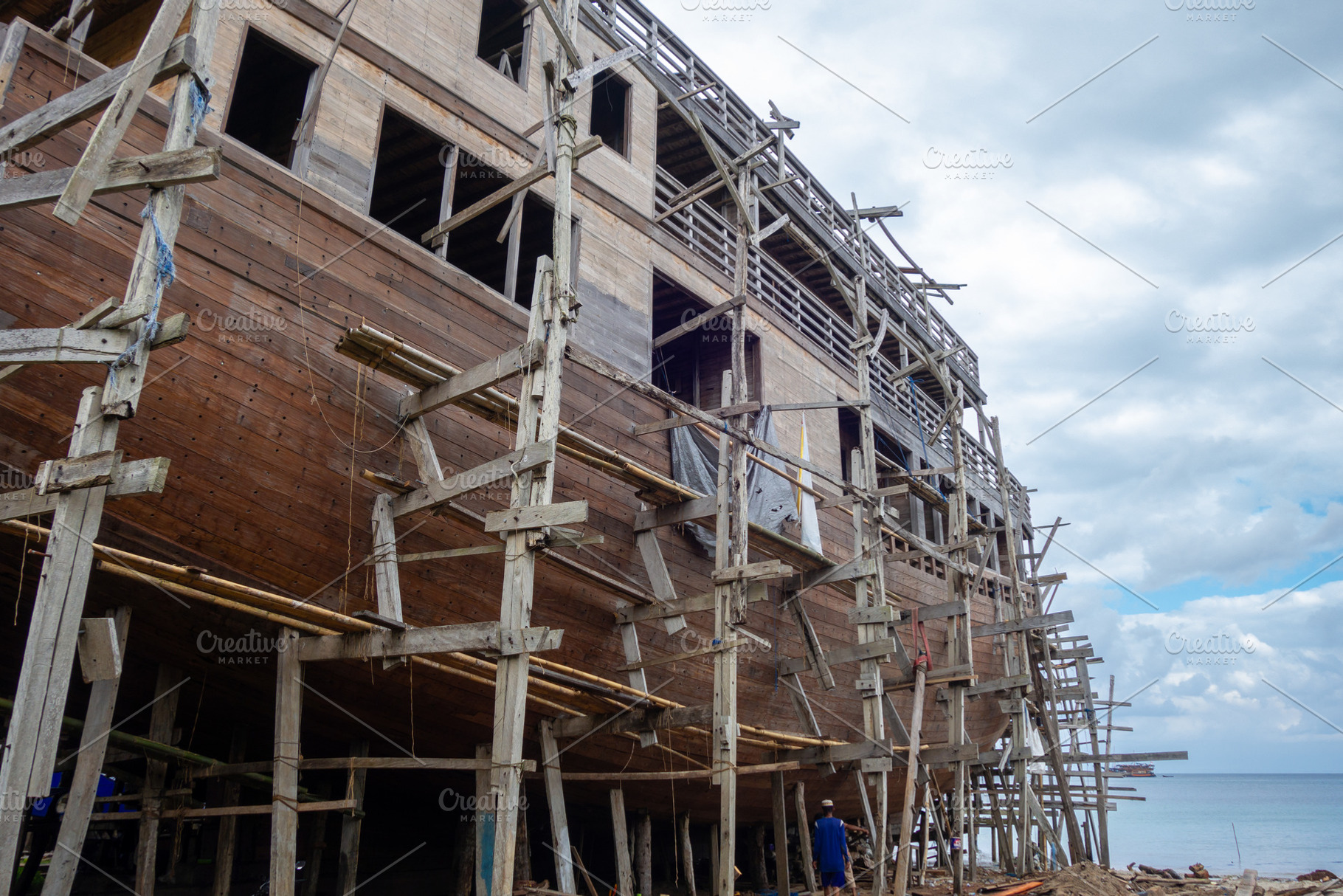 Traditional boat construction in Tana Beru, Sulawesi, Indonesia, an Architecture Photo by GoodGoods