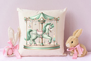 Green Nursery Carousel Horses Clipar, an Illustration by RobertsArt (Thumbnail 2 of 7)