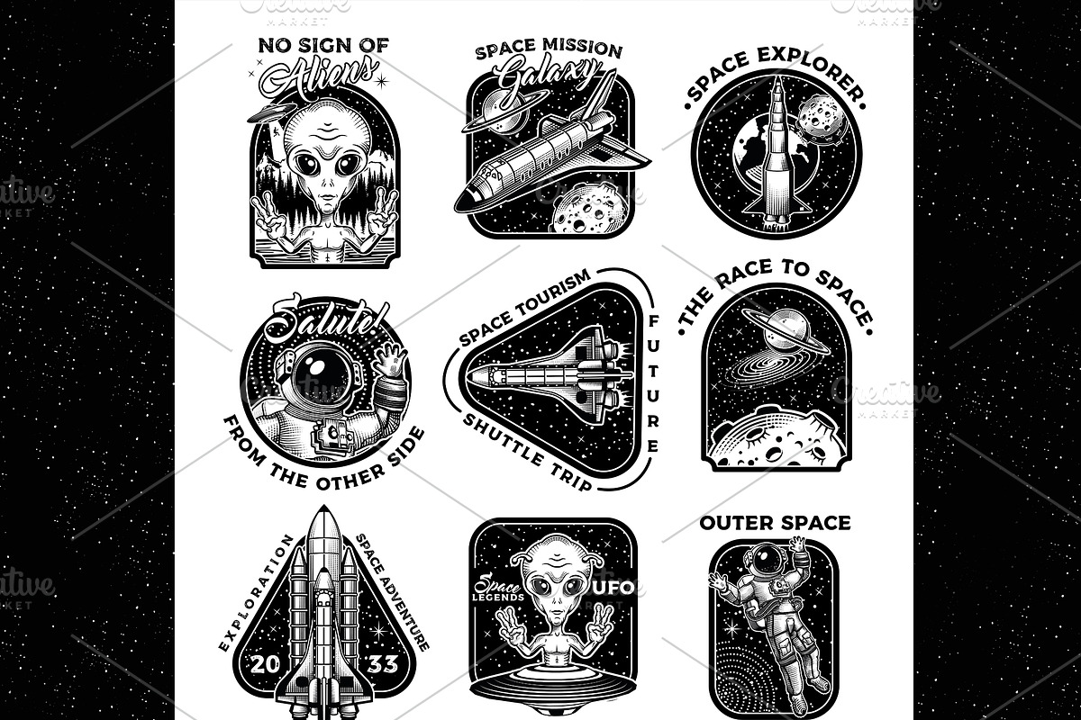 Collection of space logos, an Illustration by Moloko88 (Photo 1 of 2)